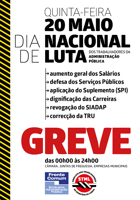 20 Maio - Greve Nacional de Luta